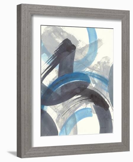 Blue Brushy Abstract II-Danhui Nai-Framed Art Print