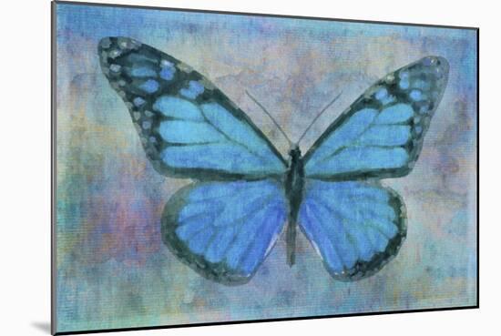 Blue Butterfly Watercolor-Cora Niele-Mounted Giclee Print