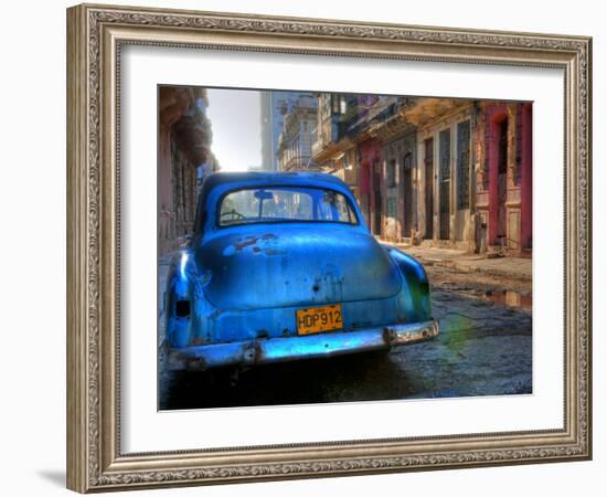 Blue Car in Havana, Cuba, Caribbean-Nadia Isakova-Framed Photographic Print