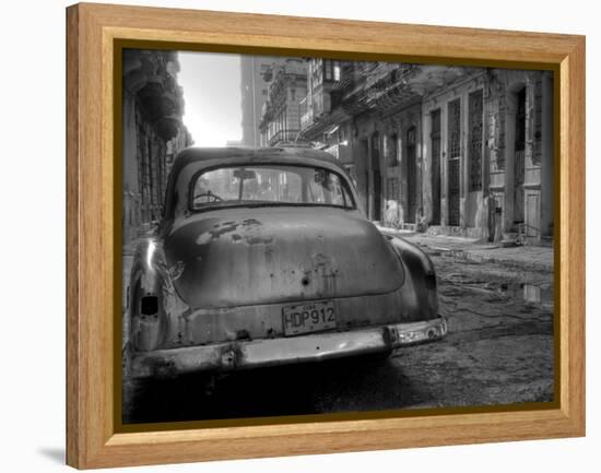 Blue Car in Havana, Cuba, Caribbean-Nadia Isakova-Framed Premier Image Canvas