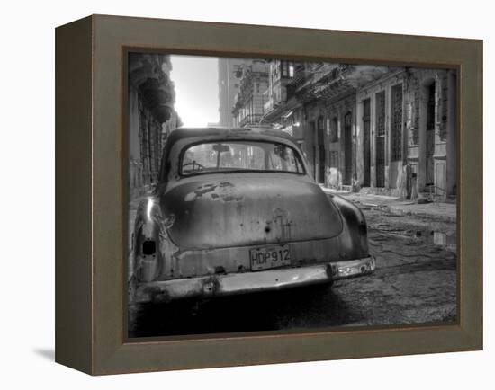 Blue Car in Havana, Cuba, Caribbean-Nadia Isakova-Framed Premier Image Canvas