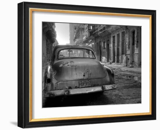 Blue Car in Havana, Cuba, Caribbean-Nadia Isakova-Framed Photographic Print