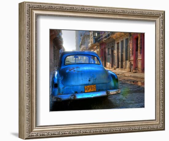 Blue Car in Havana, Cuba, Caribbean-Nadia Isakova-Framed Photographic Print