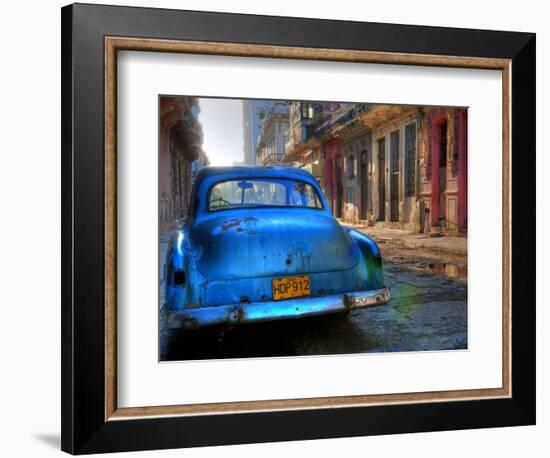 Blue Car in Havana, Cuba, Caribbean-Nadia Isakova-Framed Photographic Print