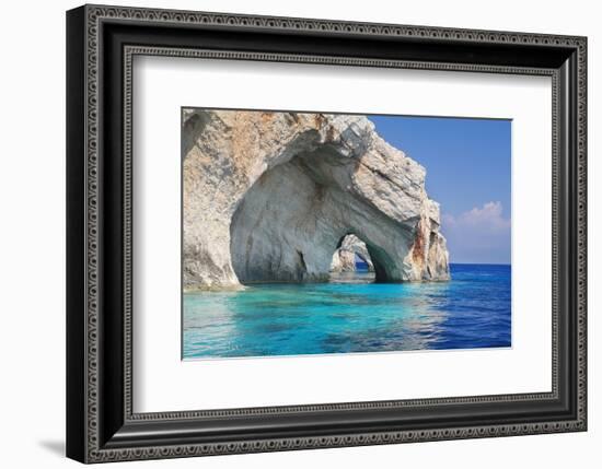 Blue Caves Zakynthos Greece-null-Framed Art Print