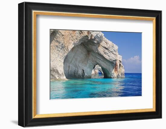 Blue Caves Zakynthos Greece-null-Framed Art Print