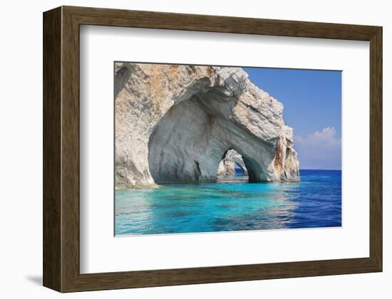 Blue Caves Zakynthos Greece-null-Framed Art Print