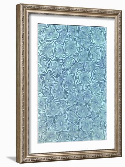 Blue Cell Pattern-null-Framed Art Print