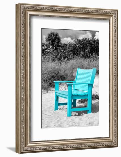 Blue Chair abandoned on the Beach-Philippe Hugonnard-Framed Photographic Print