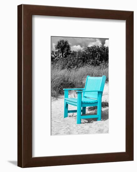 Blue Chair abandoned on the Beach-Philippe Hugonnard-Framed Photographic Print