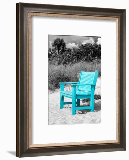 Blue Chair abandoned on the Beach-Philippe Hugonnard-Framed Photographic Print