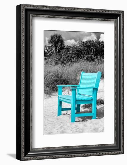 Blue Chair abandoned on the Beach-Philippe Hugonnard-Framed Photographic Print