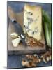 Blue Cheese and Walnuts with a Knife on a Chopping Board-Adrian Lawrence-Mounted Photographic Print