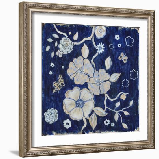 Blue Chinoserie Garden1-Studio M-Framed Art Print