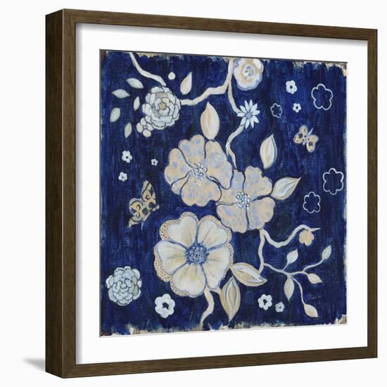 Blue Chinoserie Garden1-Studio M-Framed Art Print