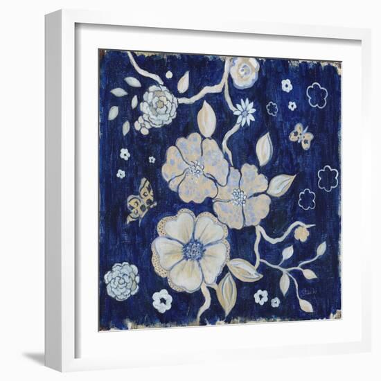 Blue Chinoserie Garden1-Studio M-Framed Art Print