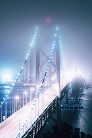 Blue City Bridge Pretty Night Lights Bay Bridge San Francisco