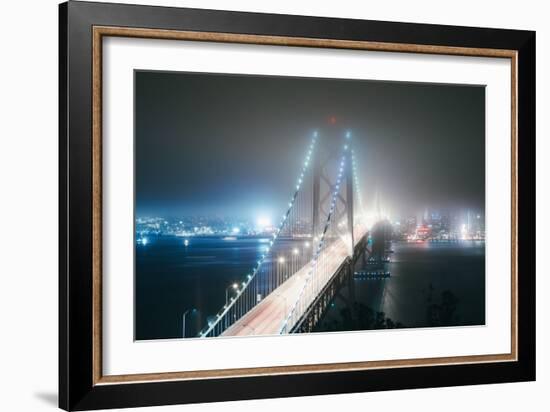Blue City & Pretty Night Lights Bay Bridge San Francisco-Vincent James-Framed Photographic Print