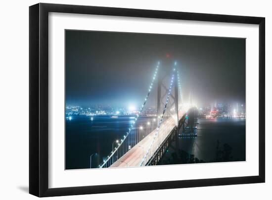 Blue City & Pretty Night Lights Bay Bridge San Francisco-Vincent James-Framed Photographic Print