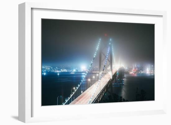 Blue City & Pretty Night Lights Bay Bridge San Francisco-Vincent James-Framed Photographic Print