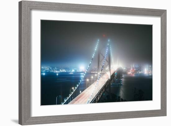 Blue City & Pretty Night Lights Bay Bridge San Francisco-Vincent James-Framed Photographic Print