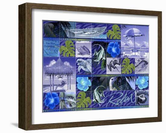 Blue Coastal Mosaic-James Mazzotta-Framed Giclee Print