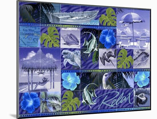 Blue Coastal Mosaic-James Mazzotta-Mounted Giclee Print