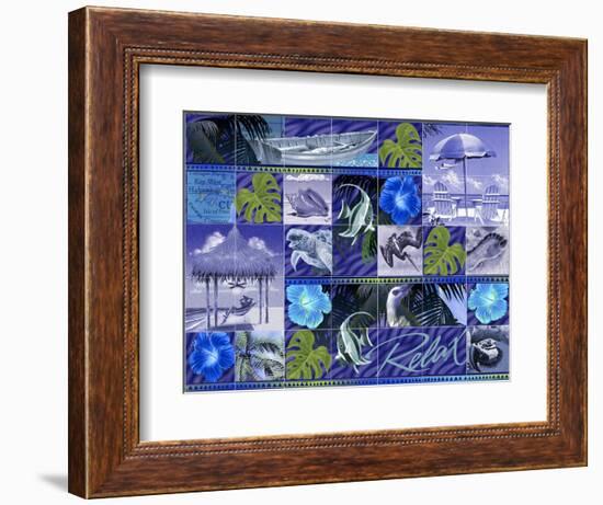 Blue Coastal Mosaic-James Mazzotta-Framed Giclee Print