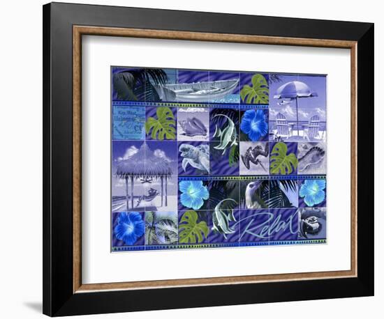 Blue Coastal Mosaic-James Mazzotta-Framed Giclee Print