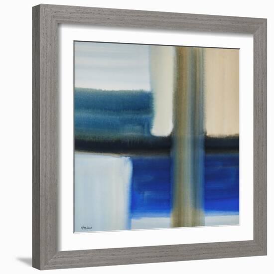 Blue Composition, 20Th Century (Watercolour)-Eric Hains-Framed Giclee Print