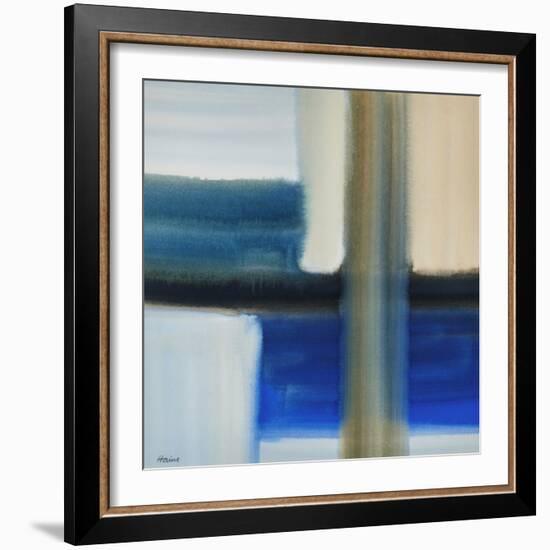 Blue Composition, 20Th Century (Watercolour)-Eric Hains-Framed Giclee Print