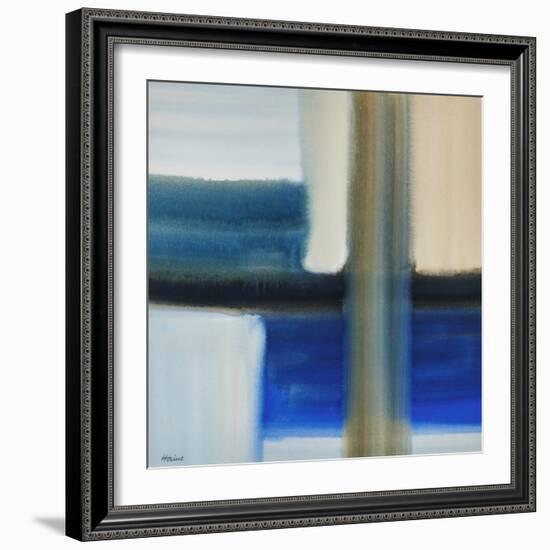 Blue Composition, 20Th Century (Watercolour)-Eric Hains-Framed Giclee Print