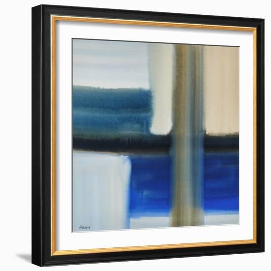 Blue Composition, 20Th Century (Watercolour)-Eric Hains-Framed Giclee Print