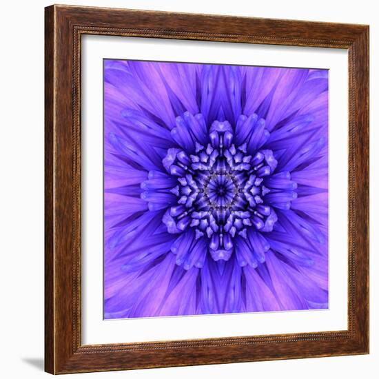 Blue Concentric Flower Center: Mandala Kaleidoscopic-tr3gi-Framed Art Print