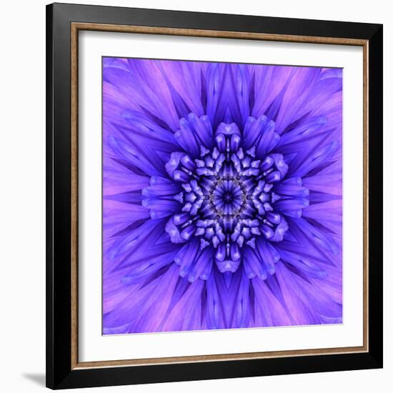Blue Concentric Flower Center: Mandala Kaleidoscopic-tr3gi-Framed Art Print