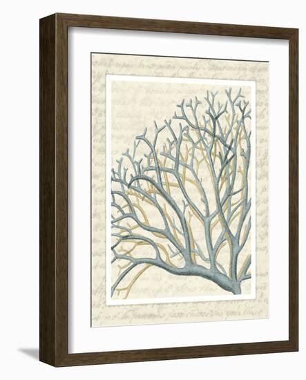 Blue Corals On VIntage Script b-Fab Funky-Framed Art Print