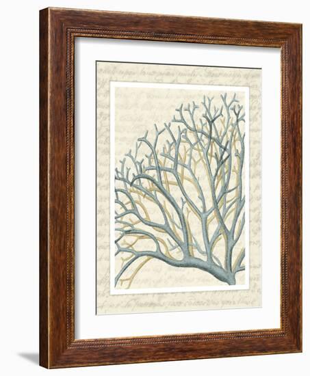 Blue Corals On VIntage Script b-Fab Funky-Framed Art Print