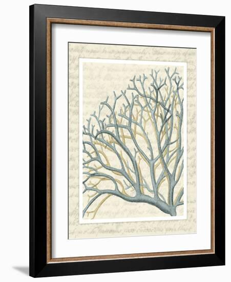 Blue Corals On VIntage Script b-Fab Funky-Framed Art Print