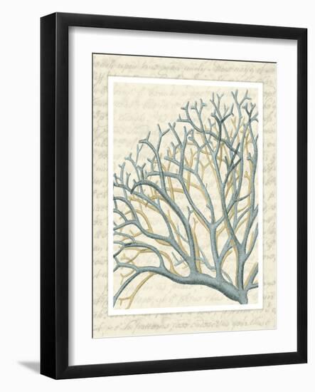 Blue Corals On VIntage Script b-Fab Funky-Framed Art Print