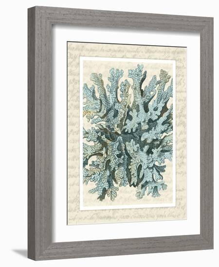 Blue Corals On VIntage Script c-Fab Funky-Framed Art Print