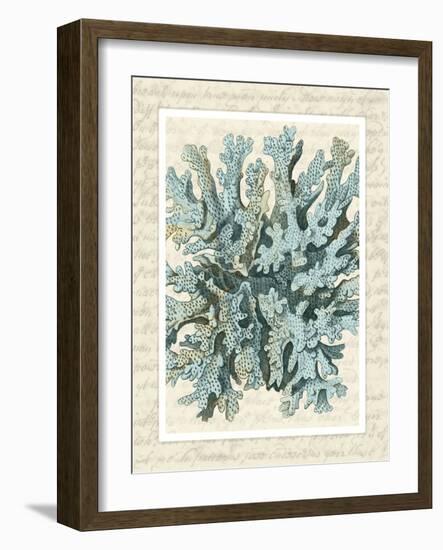 Blue Corals On VIntage Script c-Fab Funky-Framed Art Print