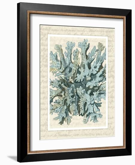 Blue Corals On VIntage Script c-Fab Funky-Framed Art Print