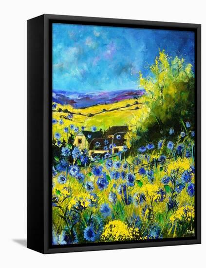 blue corn flowers in ver village ardennes-Pol Ledent-Framed Stretched Canvas