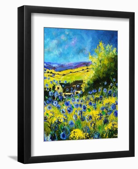 blue corn flowers in ver village ardennes-Pol Ledent-Framed Art Print