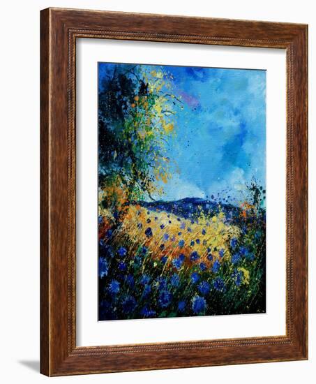 Blue Cornflowers 4505072-Pol Ledent-Framed Art Print