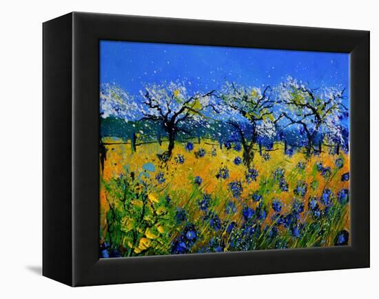 Blue Cornflowers 545130-Pol Ledent-Framed Stretched Canvas