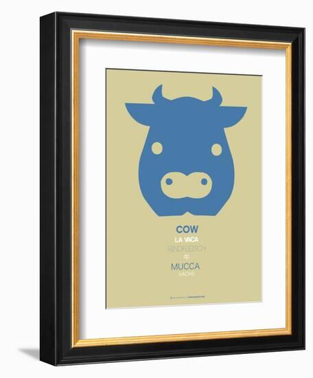 Blue Cow Multilingual Poster-NaxArt-Framed Art Print