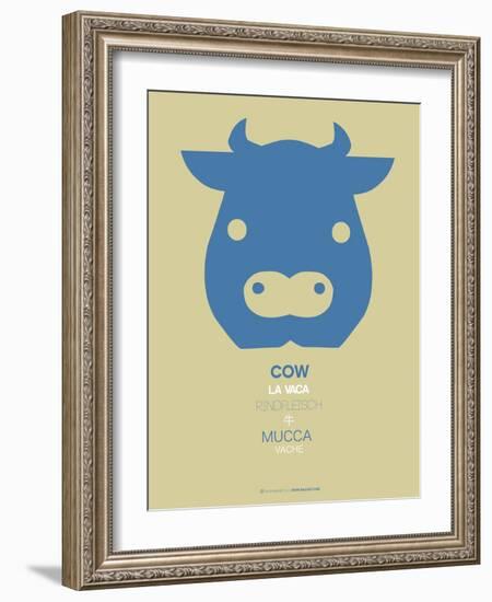 Blue Cow Multilingual Poster-NaxArt-Framed Art Print