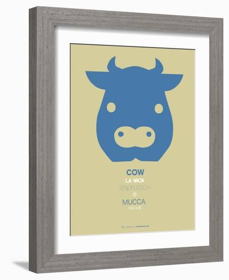 Blue Cow Multilingual Poster-NaxArt-Framed Art Print