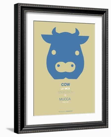 Blue Cow Multilingual Poster-NaxArt-Framed Art Print